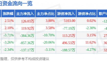 股票行情快报：*ST国华（000004）6月24日主力资金净买入126.03万元