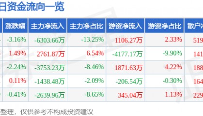 股票行情快报：彩讯股份（300634）9月23日主力资金净卖出6303.66万元