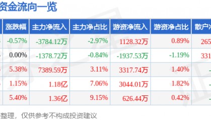 股票行情快报：飞荣达（300602）8月14日主力资金净卖出3784.12万元